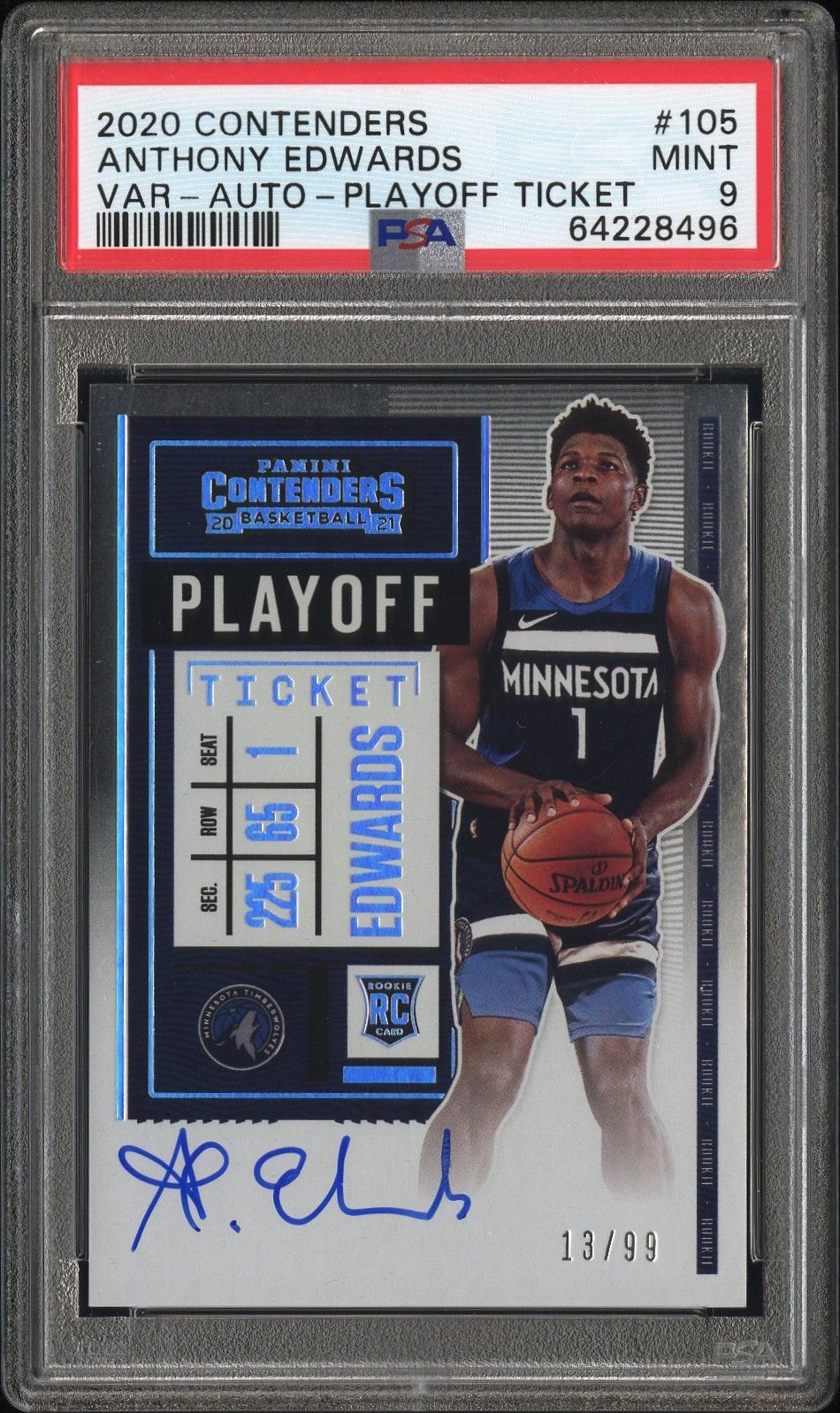 2020 Panini PANINI CONTENDERS VAR-AUTO-PLAYOFF TICKET #105 Anthony Edwards front