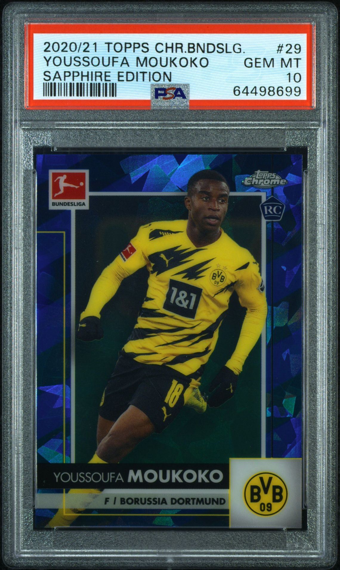 2020 Topps Chrome TOPPS CHROME BUNDESLIGA SAPPHIRE EDITION #29 Youssoufa Moukoko front