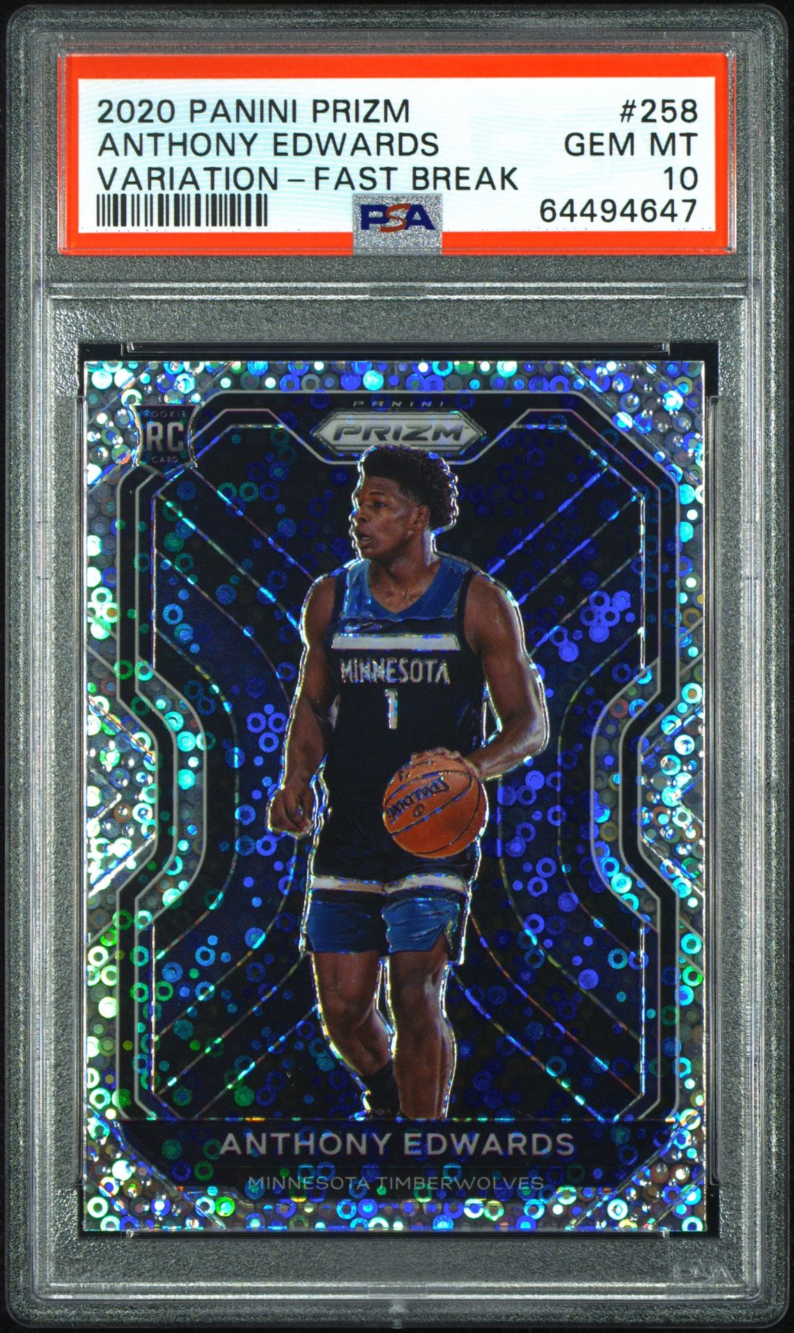 2020 Panini PANINI PRIZM VARIATION-FAST BREAK #258 Anthony Edwards front