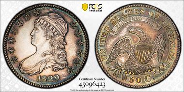 1829 50C O-115 AU58