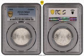 1966 Gulden KM-184  Ag MS65