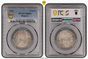 1913 2 Leva KM-32  Ag MS63