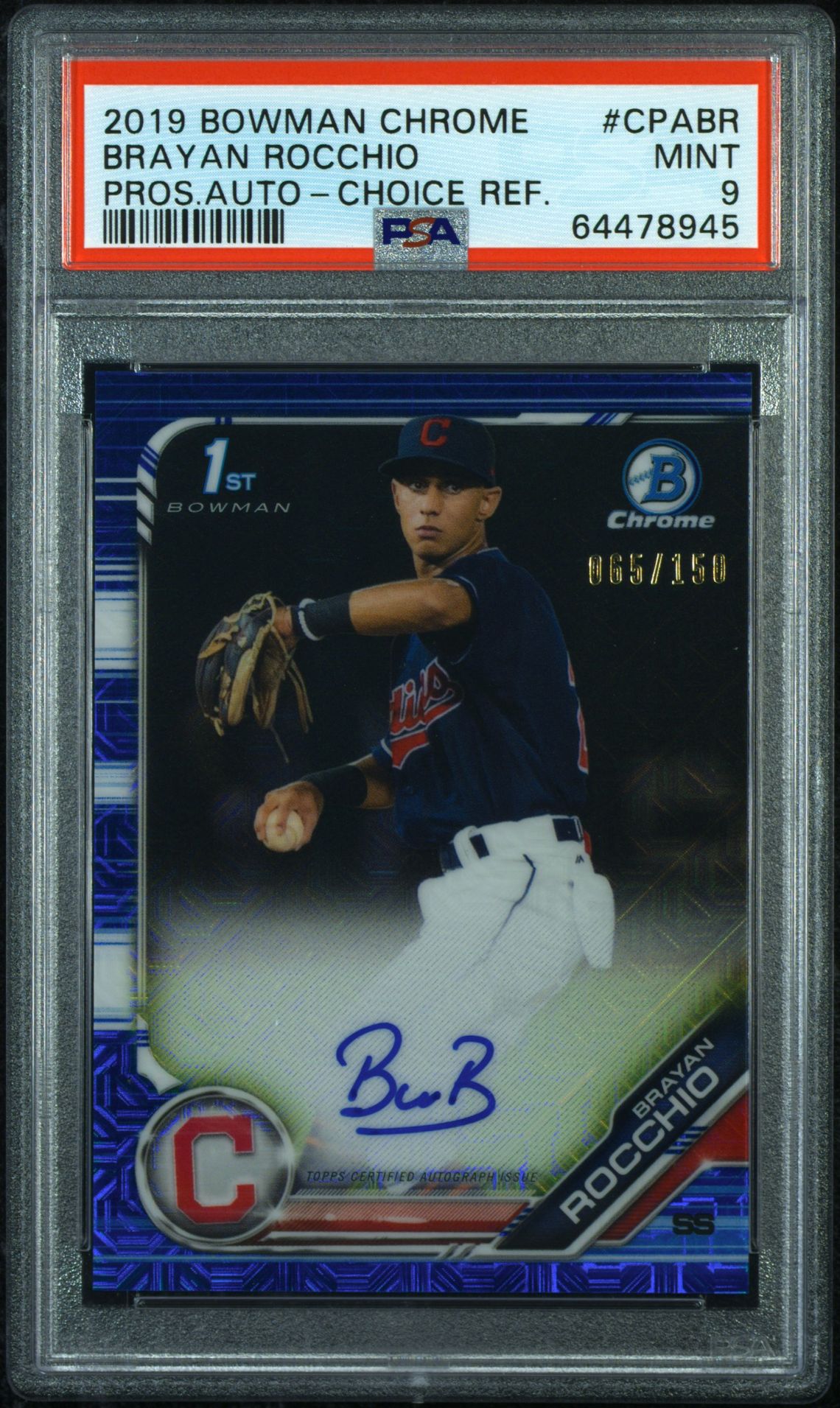 2019 Bowman BOWMAN CHROME PROSPECTS AUTOGRAPHS Refractor #CPABR Brayan Rocchio front