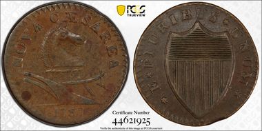 1787 NJ 1/2P Maris 43-d, Bulbous Nose AU53BN