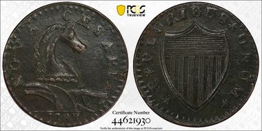 1787 NJ 1/2P Serpent Head, Maris 54-k AU53BN