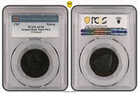 1787 NJ 1/2P Serpent Head, Maris 54-k AU53BN