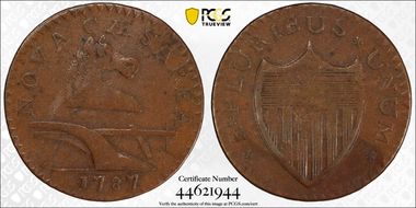 1787 NJ 1/2P Maris 64-t, Trident Shield Small Planchet VF25BN