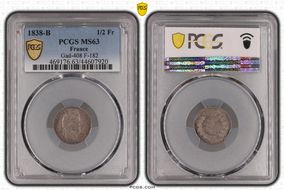 1838-B 1/2 Fr Gad-408 F-182 MS63