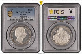 1867 Thaler Madonna MS62PL
