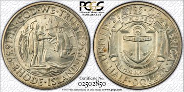 1936-S 50C Rhode Island MS65