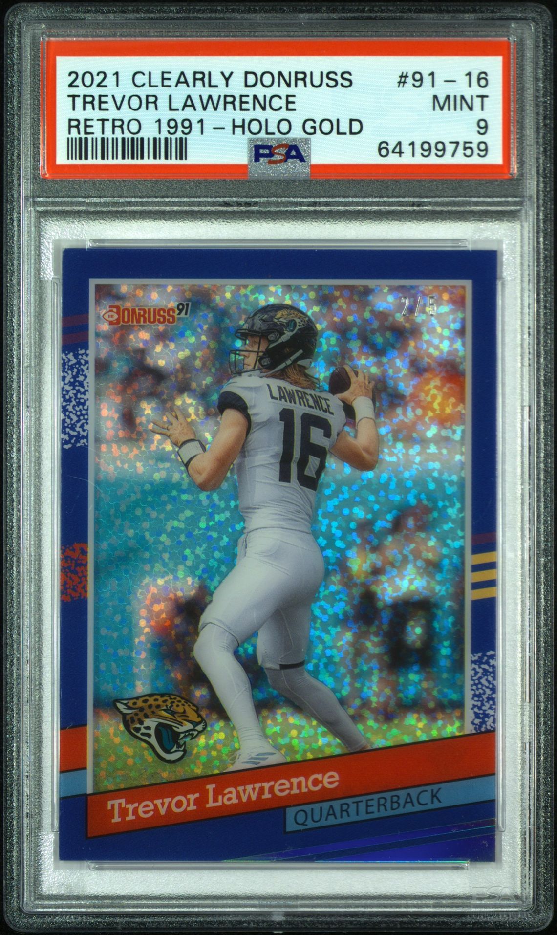 2021 Panini PANINI CLEARLY DONRUSS RETRO 1991 HOLO GOLD #91-16 Trevor Lawrence front