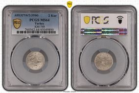 AH1327//6/2 (1914) 2 Kur KM-749 MS64