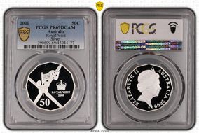 2000 50C Royal Visit KM-437a Ag PR69DCAM