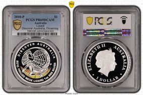 2010-P $1 Lizard Discover Australia, Dreaming PR69DCAM