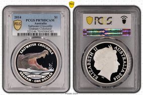 2014 $1 Saltwater Crocodile Graham Colorized PR70DCAM
