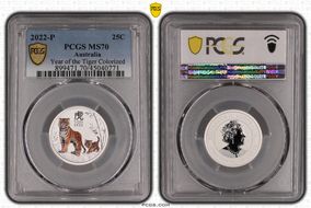 2022-P 25C Year of the Tiger Colorized MS70