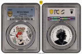 2021 $1 Ginger Meggs Arms Folded MS69