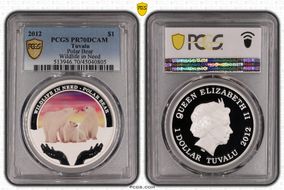 2012 $1 Polar Bear Wildlife in Need Colorized PR70DCAM