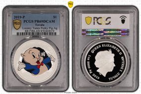2019-P $1 Looney Tunes Porky Pig Ag Colorized PR69DCAM
