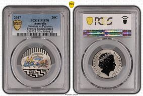 2017 20C Bananas in Pyjamas Colorized Frosted Uncirculated MS70