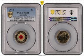 2012 $2 Remembrance Day Colorized MS65