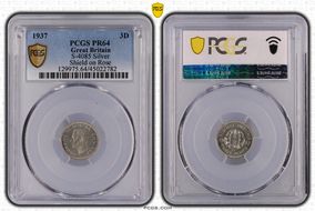 1937 3D S-4085 Silver Shield on Rose PR64