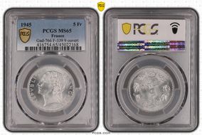 1945 5 Fr Gad-766 F-339 9 ouvert MS65