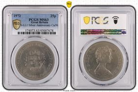1972 25p S-LL1 Silver Anniversary Cu/Ni MS63
