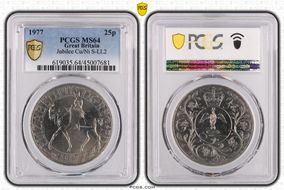1977 25p Jubilee Cu/Ni S-LL2 MS64