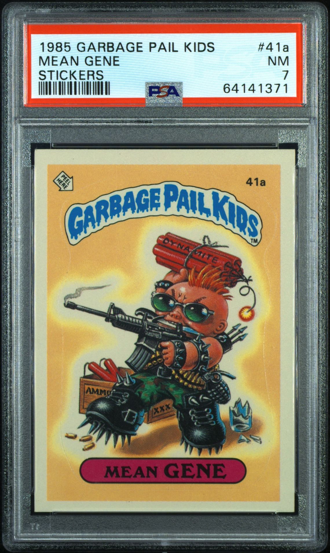 1985 Topps GARBAGE PAIL KIDS STICKERS #41A Mean Gene front