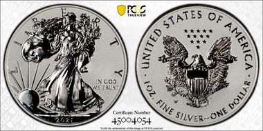 2021-W $1 Silver Eagle Rev PR - Type 1 Designer Edition PR69