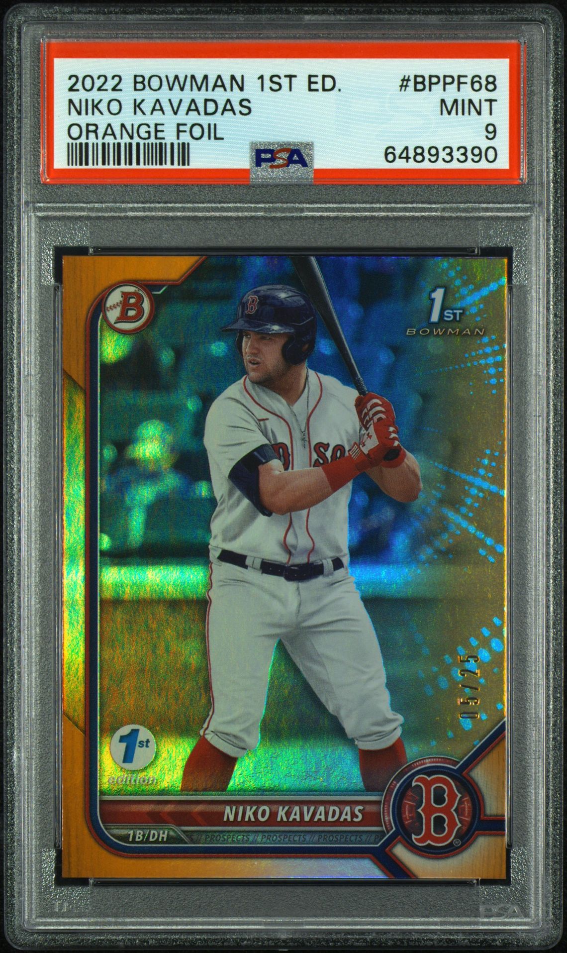 2022 Bowman BOWMAN 1ST EDITION Orange #BPPF68 Niko Kavadas front