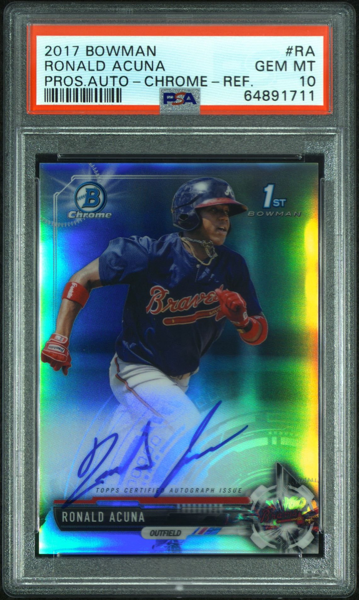 2017 Bowman TOPPS HERITAGE MINOR LEAGUE REAL ONE AUTOGRAPHS MINOR LGE.REAL ONE AUTO. #RA Ronald Acuna front