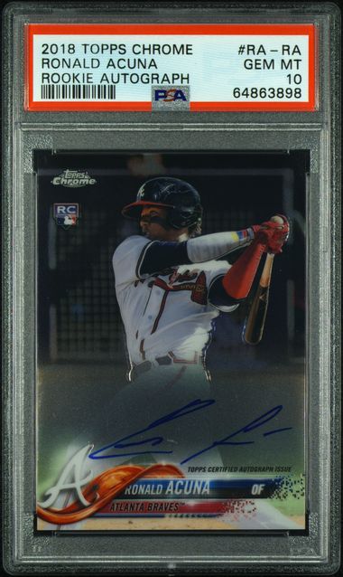 2018 Topps TOPPS CHROME ROOKIE AUTOGRAPH ROOKIE AUTOGRAPH #RA-RA Ronald Acuna front
