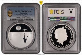 2011 $1 Kangaroo at Sunset Ag F15 Privy PR69DCAM
