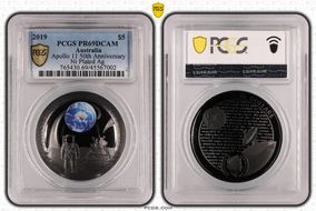 2019 $5 Apollo 11 50th Anniversary Ni Plated Ag PR69DCAM
