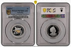 2020-C $1 Eureka! Australian Gold Rush PR70DCAM