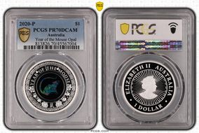 2020-P $1 Year of the Mouse Opal Ag PR70DCAM