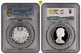 2019 50C Dodecagon 50C 50th Ann. Ag A. Machin Effigy PR69DCAM