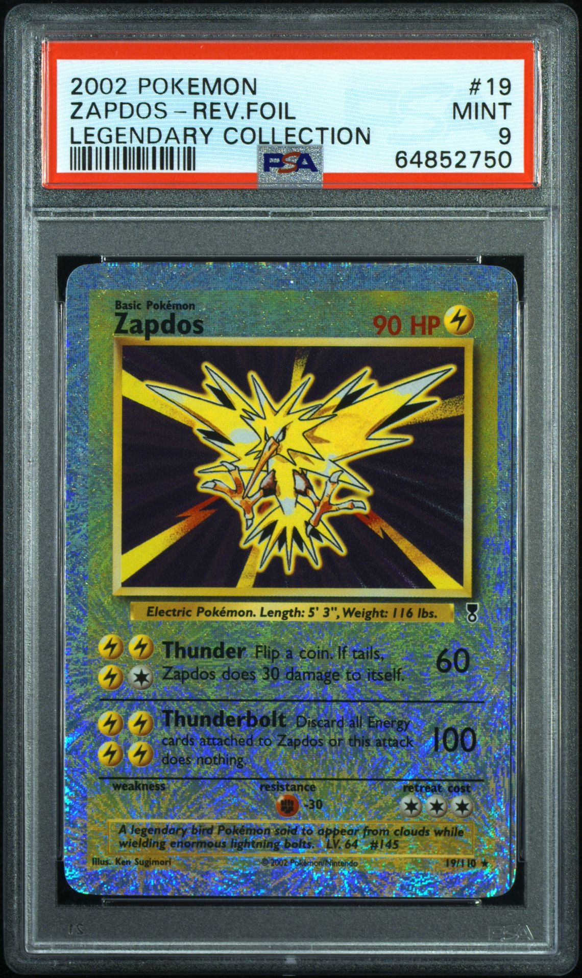 2002 Pokemon POKEMON LEGENDARY COLLECTION #19 Zapdos-Rev.Foil front