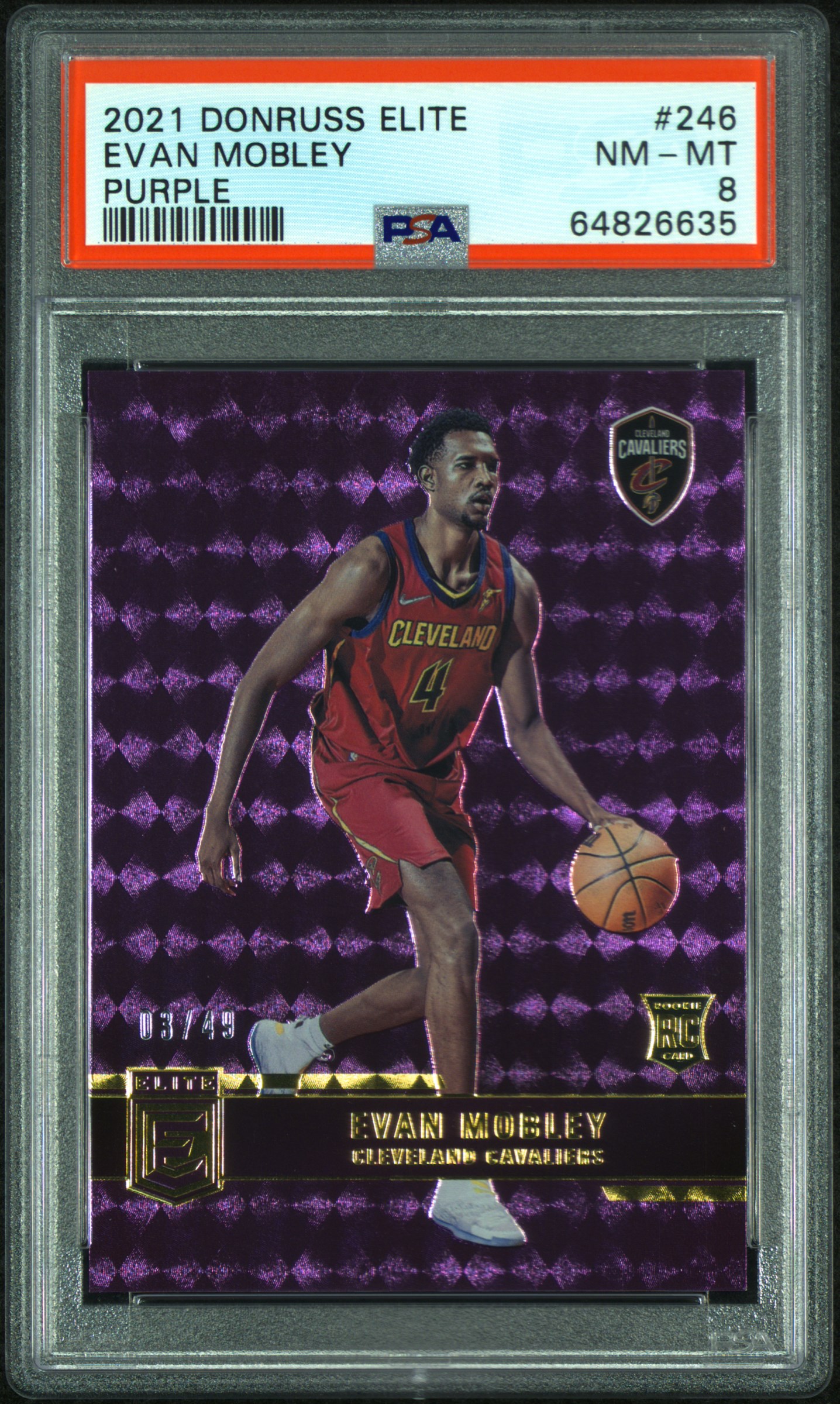 2021 Panini Donruss Elite Evan Mobley #246 (Purple) Nm-Mt 8 front