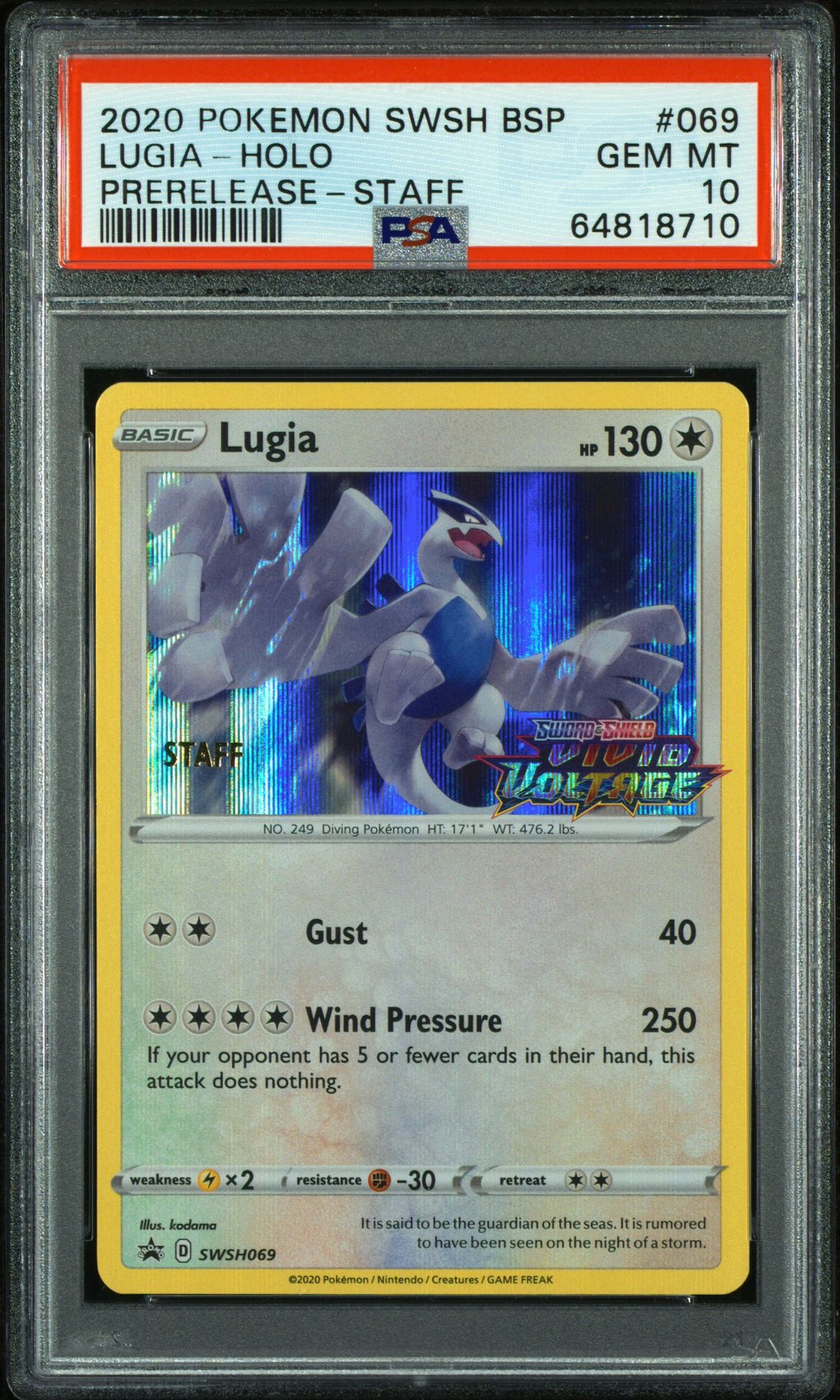 2020 Pokemon POKEMON SWSH BLACK STAR PROMO PRERELEASE #069 Lugia-Holo front