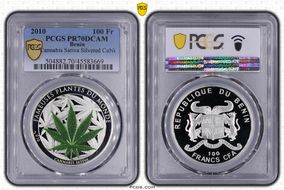 2010 100 Fr Cannabis Sativa Silvered CuNi Colorized PR70DCAM
