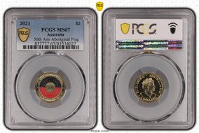 2021 $2 50th Ann Aboriginal Flag Colorized MS67