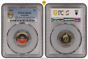 2021 $2 50th Ann Aboriginal Flag Colorized MS69