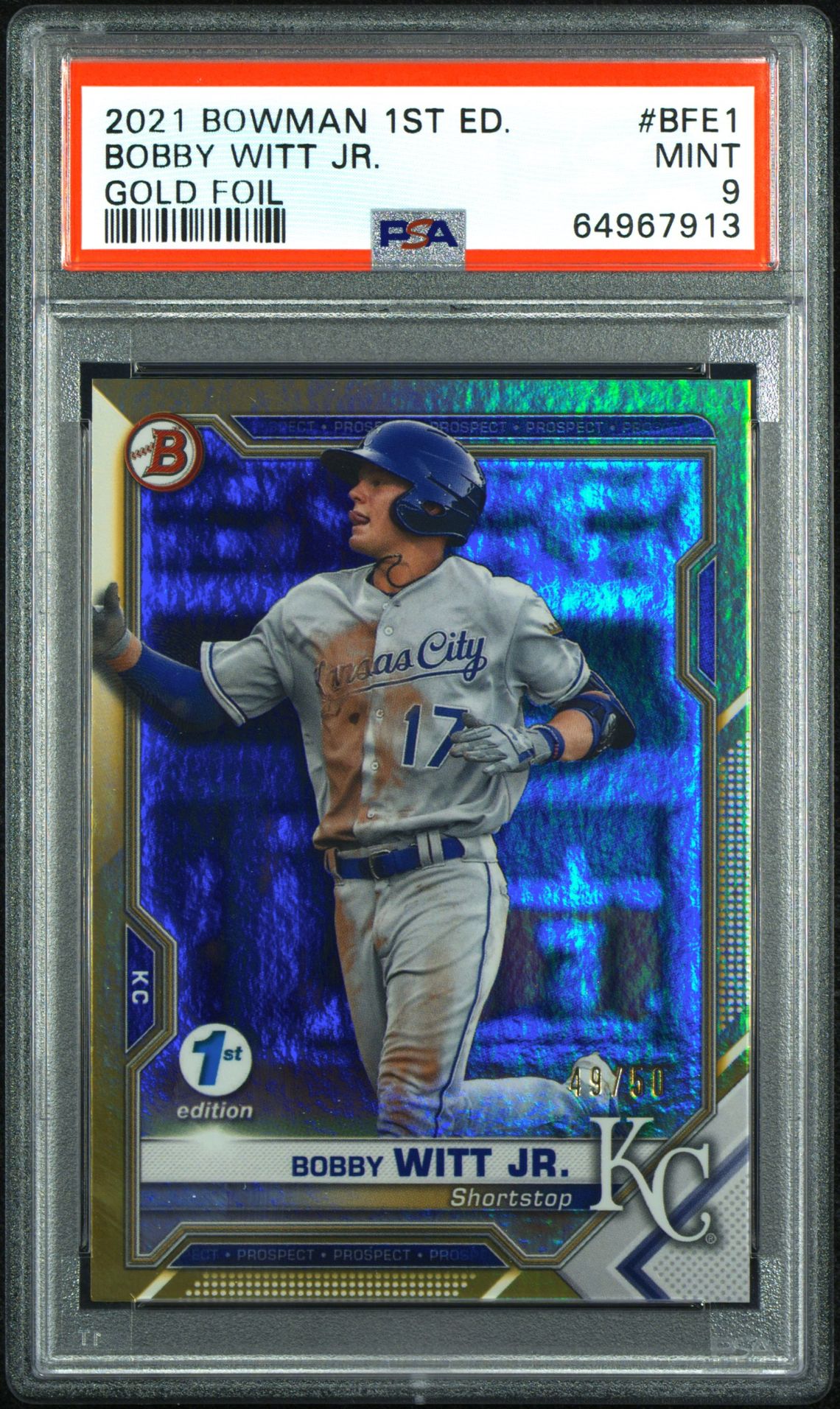 2021 Bowman BOWMAN 1ST EDITION GOLD FOIL #BFE1 Bobby Witt Jr. front