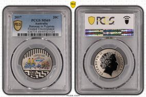 2017 20C Bananas in Pyjamas Colorized Frosted Uncirculated MS69