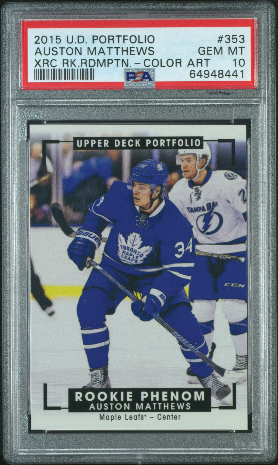 2015 Upper Deck UPPER DECK PORTFOLIO XRC RK.RDMPTN.-COLOR ART #353 Auston Matthews front