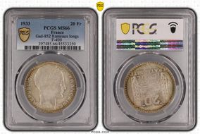 1933 20 Fr Gad-852 Rameaux longs F-400 MS66