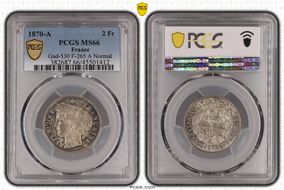 1870-A 2 Fr Gad-530 F-265 A Normal MS66